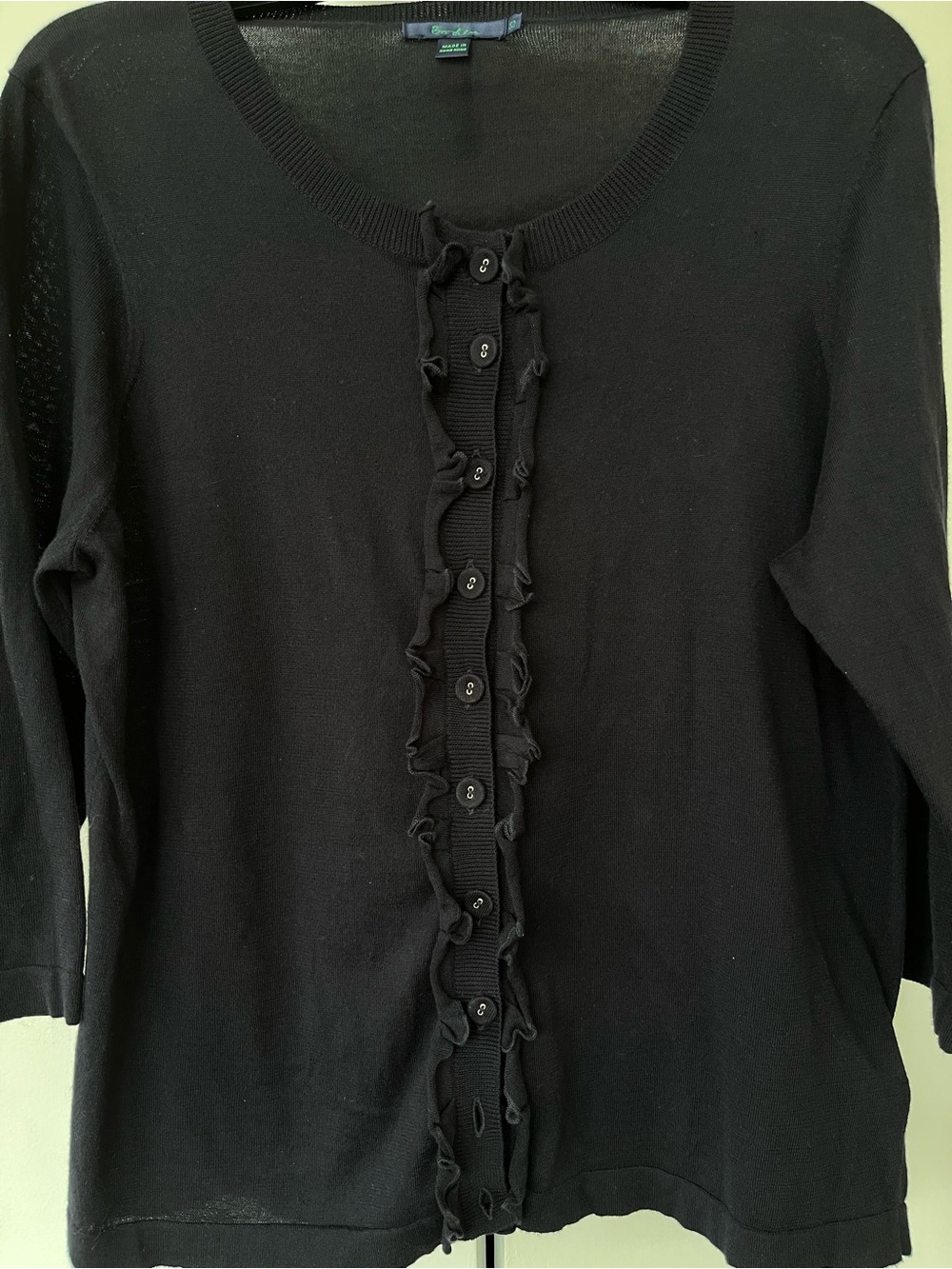 Boden Lightweight Ruffle Cotton Knit Sweater Size UK20 (US16) XL Navy
